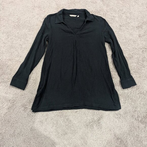 Soft Surroundings Key Biscayne Gauze Tunic Size Large Black - Picture 1 of 9